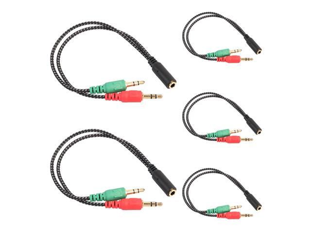 5pcs Stereo 35mm Jack 1 to 2 Female Male Headphone Mic Aux Audio Y Splitter Cable for Headphones Microphone Laptop PC Computer