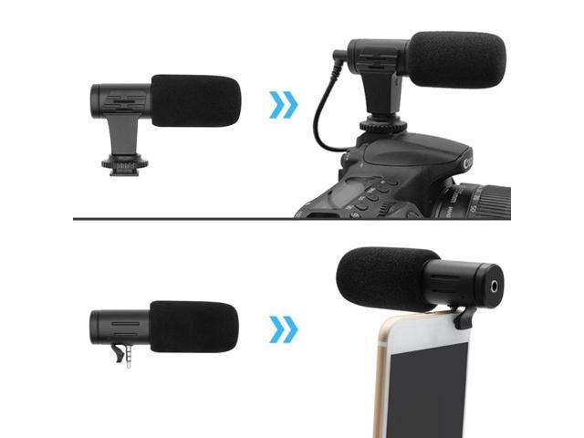 MIC-06 Camera External Microphone Stereo Mobile Phone Video Recording Mic with Handheld F-mount Clip For Smartphone Camera