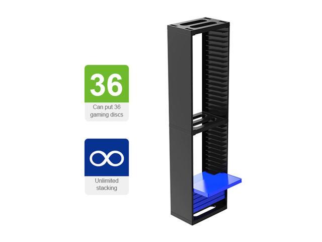 Dual Layer Game Disk Storage Tower Games Discs Holder Vertical Stand 36 Disks Organizer Bracket for PS4 Pro Slim for Xbox One