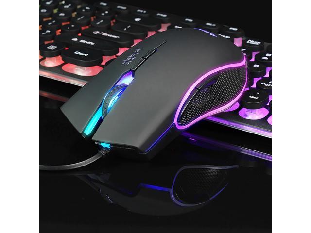 G853 USB Wired Gaming Mouse 7 Buttons LED Backlit Ergonomic Mouse 4 Gears 3200 DPI Adjustable Optical Gamer Mice for Laptop PC