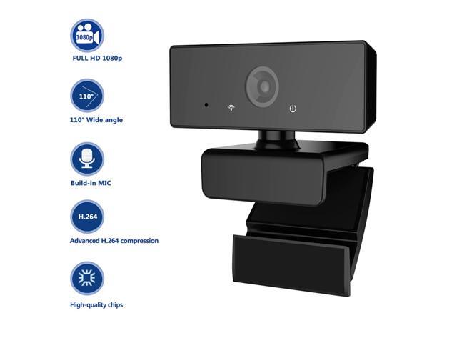 1080P HD Webcam USB Computer Camera Widescreen 110 Degree Rotatable Webcam Built-in Mic for Live Broadcast Video Conference Work