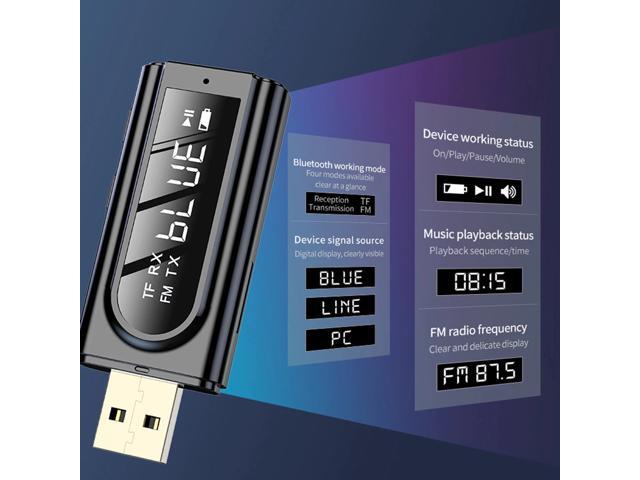 USB Bluetooth 50 Adapter LCD Display Bluetooth Transmitter Receiver 35mm AUX MP3 Music Wireless Audio Adapter for Car PC TV