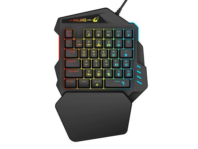 One-Handed Mechanical Feel Gaming Keyboard RGB Backlit USB Wired Mini Gaming Keypad Game Controller for PC PS4 Xbox PUBG Gamer
