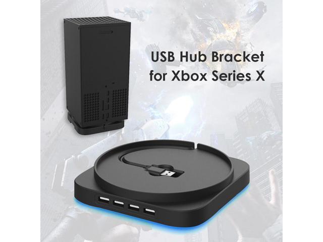 Vertical Stand for Xbox Series X with 4 Ports USB 20 Hub Extension High Speed Adapter Blue Light Cradle Base Game Console Stand