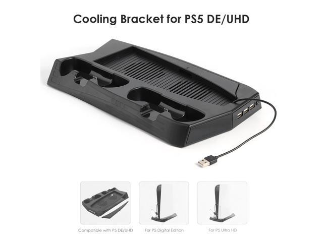 For PS5 Vertical Stand with Cooling Fan Dual Controller Charger Console Charging Station Fan Cooler For SONY Playstation 5