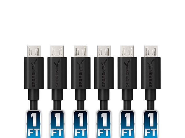 SABRENT [6-Pack] 22AWG Premium 1ft Micro USB Cables High Speed USB 20 A Male to Micro B Sync and Charge Cables [Black] (CB-UM61)