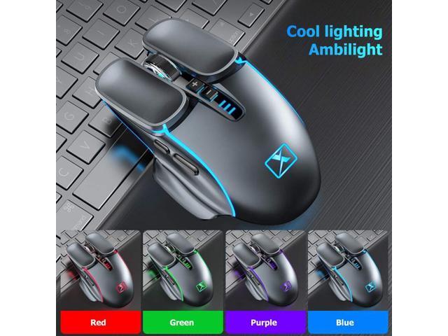24GHz Wireless Gaming Mouse 4-Color Breathing Light Rechargeable Mouse 6 Button 2400 DPI Adjustable Optical Mice for Laptop PC