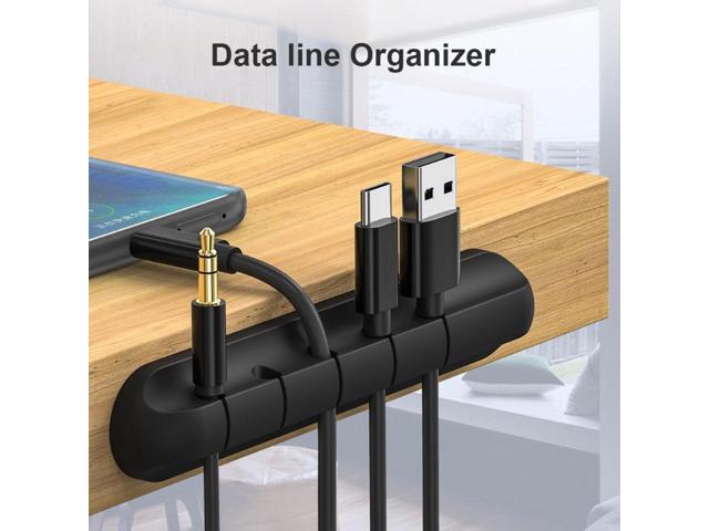 Cable Organizer Silicone USB Cable Winder Desktop Management Clips Self-Sticking Cable Holder for Mouse Keyboard Headphone Wire