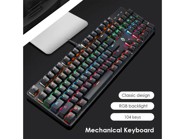 VODOOL 104 Keys Gaming Mechanical Keyboard USB Wired RGB Backlit Blue Switch Mechanical Gaming Keyboard For Gamer PC Laptop