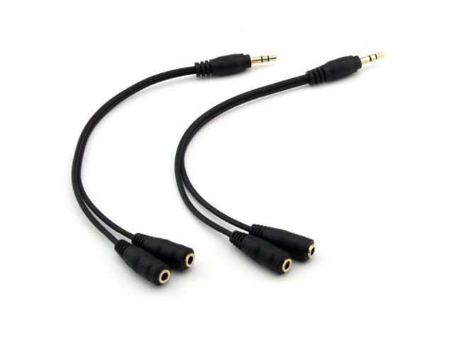 2PCS Gold Plated 35mm Stereo Jack Splitter Cable Adapter Connectors35mm Male To 2 X Female for Speakers For Ipod Mp3 Player