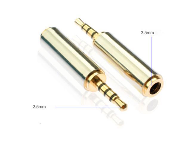 2pcs/lot Gold 25mm Male to 35mm Female Stereo Audio Headphone Jack Adapter Converter