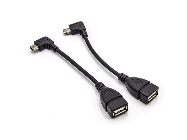 2Pcs/lot 90 Degree Right Angle Adapter Mini USB Host Cable Mini B Male to USB A Female OTG Cable for Digital Cameras