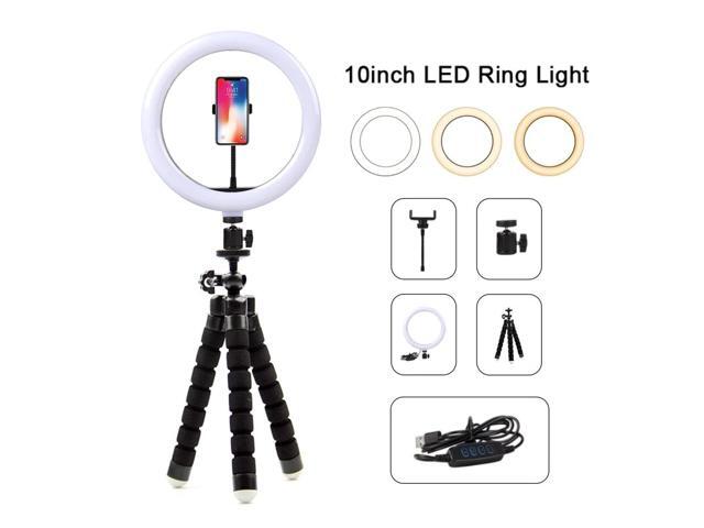10 inch Dimmable Photography Lighting LED Selfie Ring Light 26cm Ring Lamp With 18cm Tripod For Youtube Photography Phone Holder