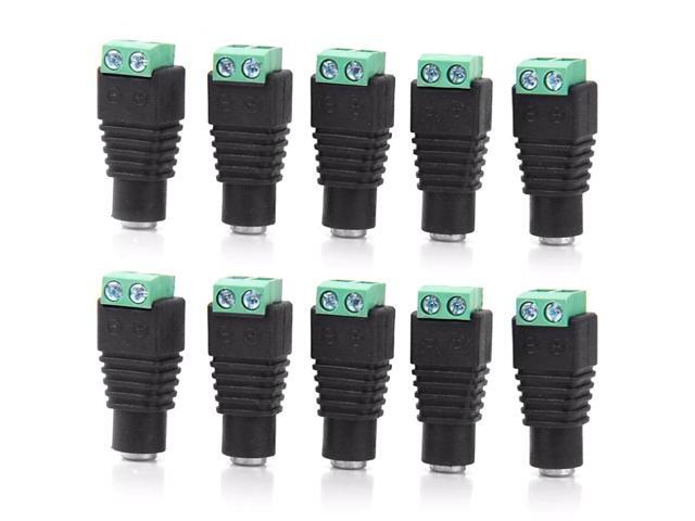 10Pcs 55mm x 21mm DC Power Female Connector DC Jack Cable Adapter Plug for CCTV Camera use LED Strips