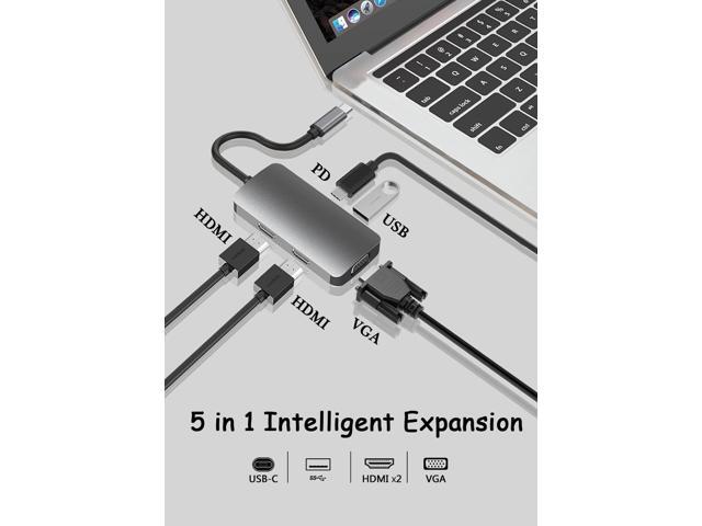 MST Docking Station HUB Type C HDMI USB VGA Hub for Laptop Macbook Pro Lenovo Samsung 5 in 1 Adapter