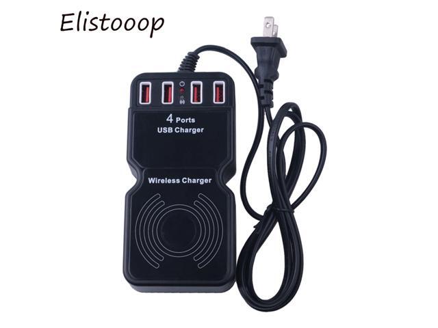 Elistooop 4 Port USB Charger for Smartphones Tablets with wireless Desktop charger