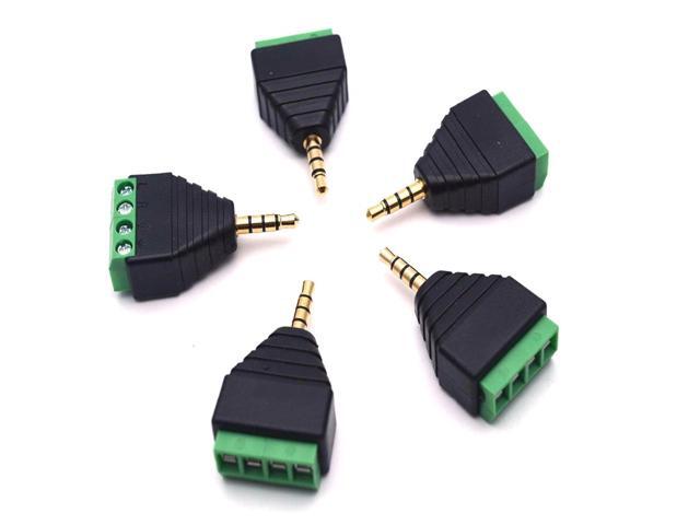 5pcs/lot 35mm Stereo Male Jack to Female AV 4-Screw Video Headphone Balun Terminal Adapter