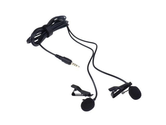 Mini Lavalier Lapel Microphone Dual Headed Recording Clip On Mic for iPhone iPad Samsung