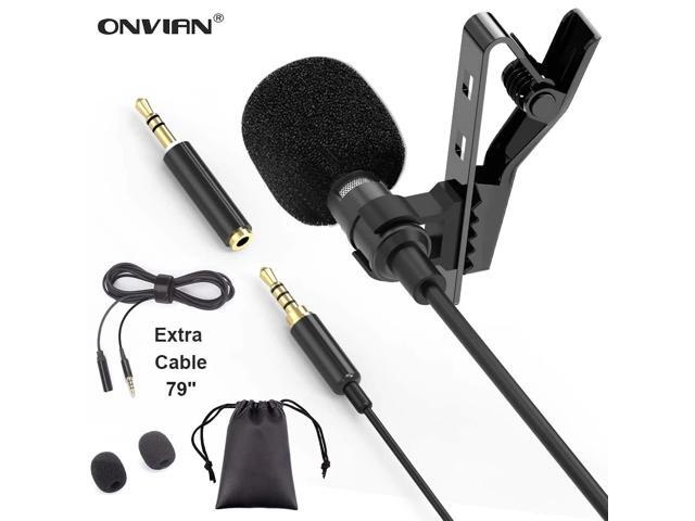 Onvian Lavalier Lapel Microphone Omnidirectional Mic for iPhone Android phone Camera Computer Youtube Interview Video Recording