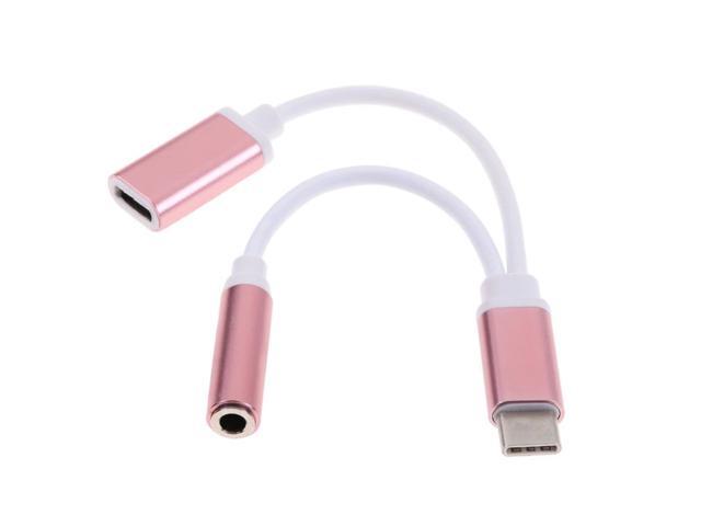 2 in 1 Type C USB-C To 35mm Aux Audio Headphone Jack Charging Cable Adapter