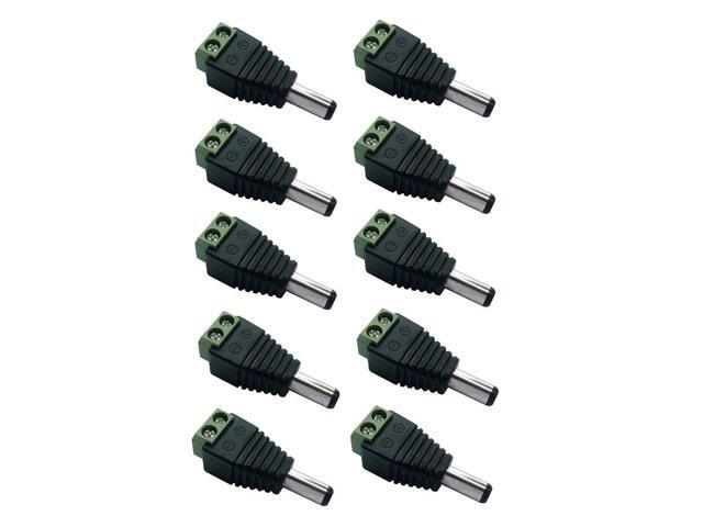 10Pcs 55mm x 21mm DC Power Male Connector DC Jack Cable Adapter Plug for CCTV Camera use LED Strips