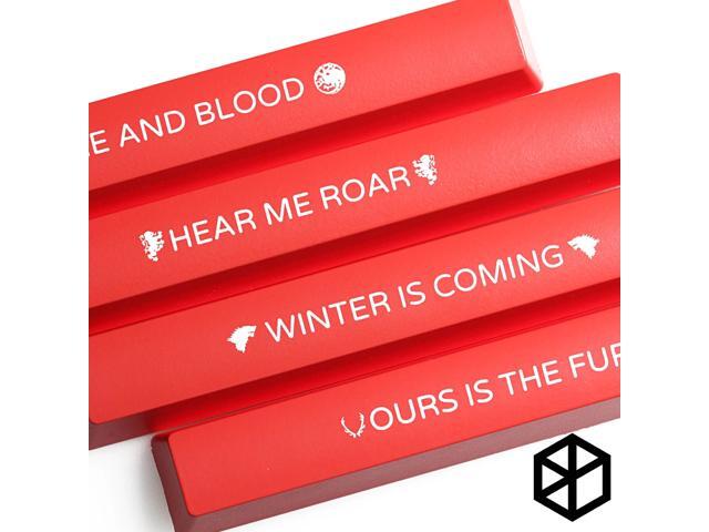 Novelty Shine Through spacebar Keycaps ABS Etched black red custom mechanical keyboards light got houses mottos