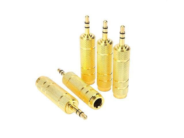 5pcs/lot 35mm 1/8 inch Plug to 635mm 1/4 inch Jack Gold Plated Audio Stereo adapter Converter for Headphone Audio Earphone