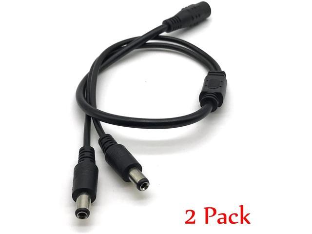 2Pack 1 Female to 2 Male Way DC Power Splitter Cable Barrel Plug 5521mm for CCTV Cameras LED Light Strip and More