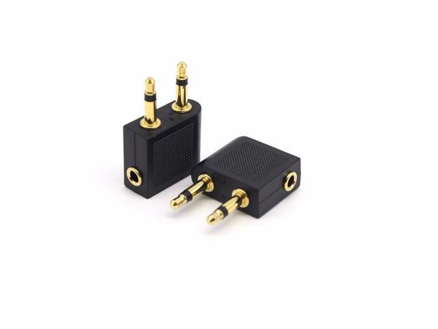 2pcs/lot 35mm Gold Plated Airplane Airline Flight Adapters / 2 male to 1 female Headphone Audio adapter
