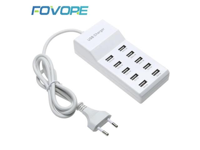 10 Port USB Home Travel Wall AC Charger AC100~240V Fast Charge Power Strip Adapter US/EU Plug