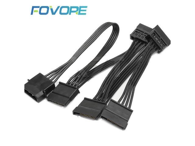 PZ 1PCS 4Pin 18AWG Wire For Hard Drive IDE Molex to 5-Port 15Pin SATA Power Cable Cord Lead HDD SSD PC Server DIY HOT