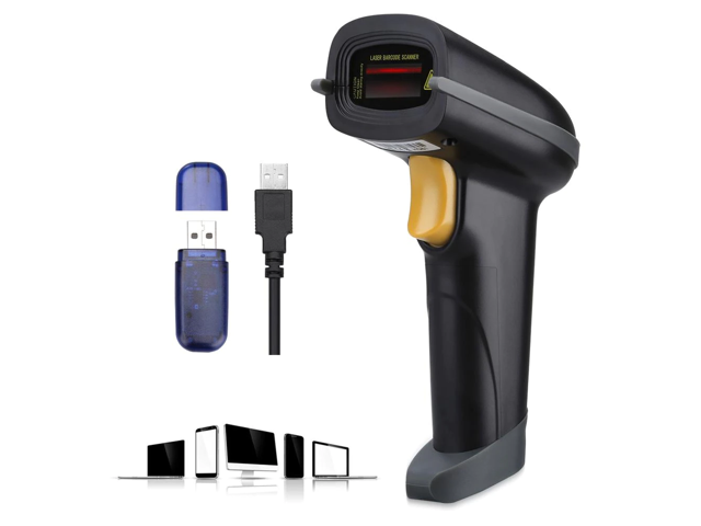 practical 1D Laser wired & wireless bluetooth barcode scanner ODM OEM handheld barcode reader with memory 24GHZ scanning gun