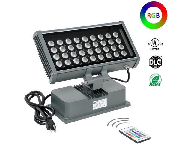 108W RGB LED Floodlight Works with 120V RF Control System Built-in Weatherproof IP65 Rating for Outdoor Lighting Projects 110-240V/Changeable
