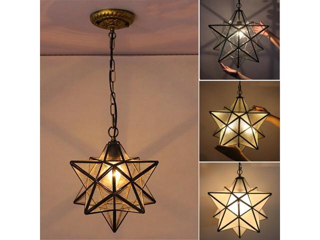 Moravian Star Glass Pendant Light Chandelier Light Modern Ceiling Lamp Fixture Decor