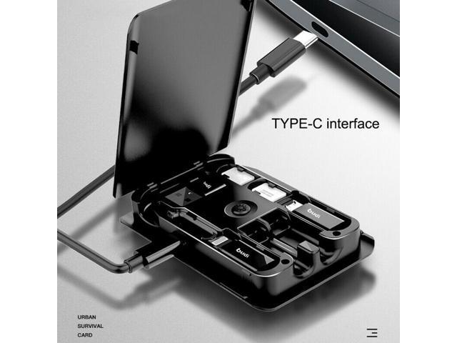 BUDI 7 In 1 Wireless Charger Card Reader Phone Holder Cable Card Storage Box Adapter Type C Converter to Micro USB Lightning Android Type-C Cable