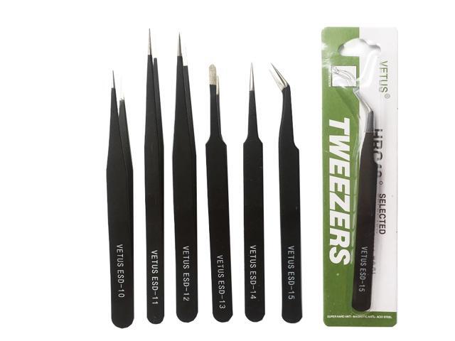 VETUS ESD10-15 Anti-static Stainless Steel Tweezer Set for RC Helicopter Repair Tools Kit ESD -10