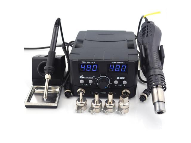 2 in 1 800W LED Digital Soldering Station Hot Air Heater Rework Station Electric Soldering Iron for Phone PCB IC SMD BGA Welding-110V/A