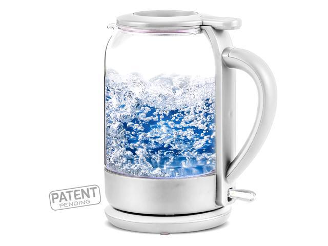 Ovente Electric Hot Water Glass Kettle 15 Liter Borosilicate Glass with ProntoFill Technology Easy Fill Solution Portable 1500 Watt Tea Maker