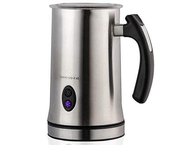 Ovente Electric Double Wall Insulated Non Stick Milk Frother and Steamer Hot & Cold 5 Ounce 10 Ounce Heated Capacity Warmer Whisker for Latte