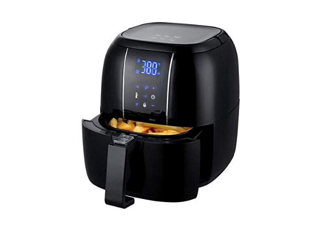 Ovente Electric Air Fryer 32-Quart for Grilling Roasting with Digital LED Touch Display Non-Stick Fry Basket & Pan 1400 Watt Power Air Oven & 
