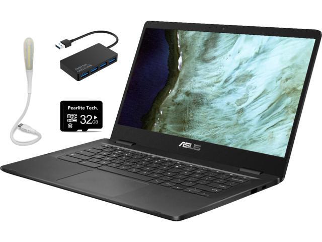 ASUS Chromebook 140' 1366 x 768 HD Display Laptop Intel Celeron N3350 4GB Memory 32GB eMMC Bluetooth Slate Gray Bundle with Pearlite Tech