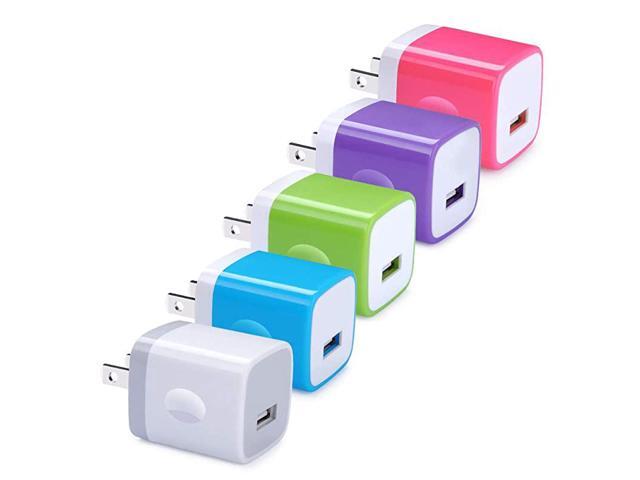 USB Wall Plug Single Port Charging Blocks 5 Pack Wall USB Charging Plug USB Adapter Cube Compatible iPhone 11 Xs 8 7 6S Samsung S20+ S10 S9+ S8 S7