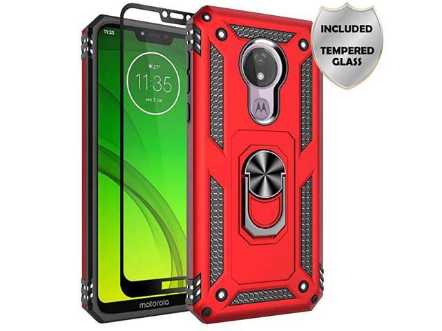Moto G7 Power Case Moto G7 Supra Case Military Grade Drop Protection Defender Kickstand Case with Tempered Glass Screen Protector for Moto G7