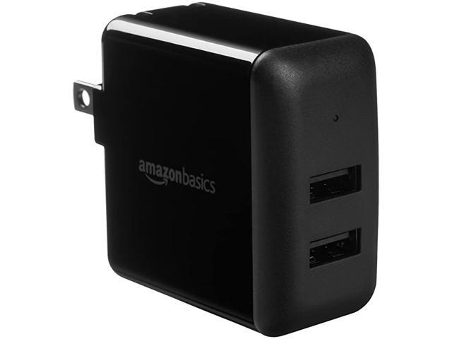 DualPort USB Wall Charger for Phone iPad and Tablet 24 Amp Black
