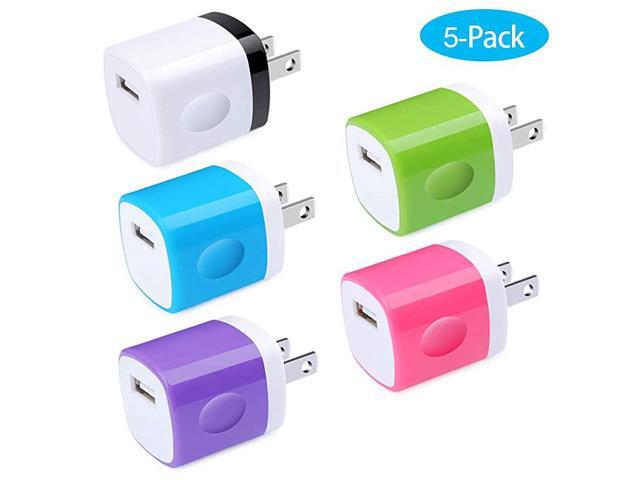 Charging Block Charger Box 1A 5Pack Travel Single Port USB Wall Charger Brick Cubes Compatible iPhone X88 Plus76S Plus Samsung Galaxy s10e S10 S9