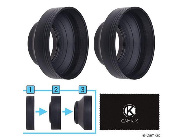 Camera Lens Hood Rubber Set of 2 Collapsible in 3 Steps Sun ShadeShield Reduces Lens Flare and Glare Blocks Excess Sunlight for Enhanced