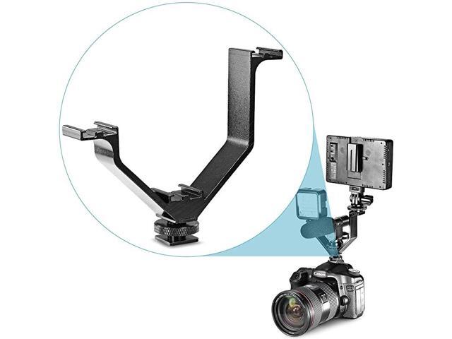 Aluminium Alloy 5125cm VShape Triple 3 Universal Cold Shoe Mount Bracket for Nikon Canon Sony Pentax DSLR Camera or Camcorder Accessory Such as LED