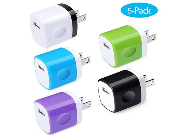 Wall Adapter Charger Cubes 5Pack 1A Travel Single Port Wall Charger Plug Charging Block Box Compatible iPhone XXR88 Plus76S Plus Samsung Galaxy