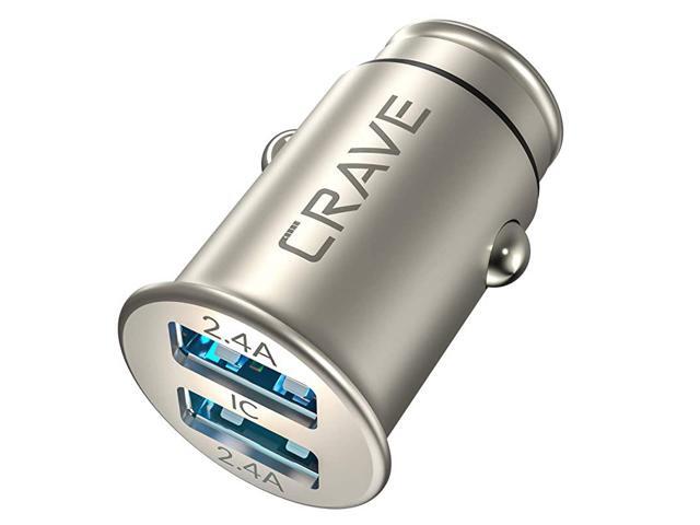 Metal Car Charger 24W 48A 2 Port Dual USB Zinc Alloy Universal Compact 12 Volt Charger Smart Charge IC Technology