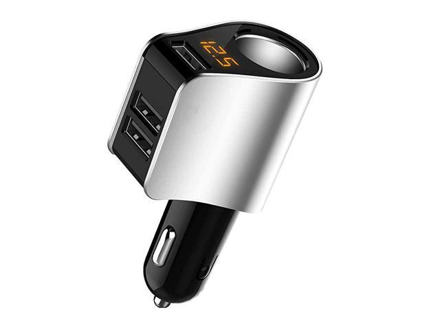 Charger Extension Cigarette Lighter AdapterSocket Splitter with 3 USB and Voltage MeterCompatible for iPhone 87X6SXRiPadSamsung Galaxy